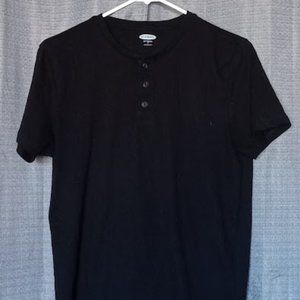 Old Navy Soft-Washed Short-Sleeve Henley Black T-Shirt, Men's Small